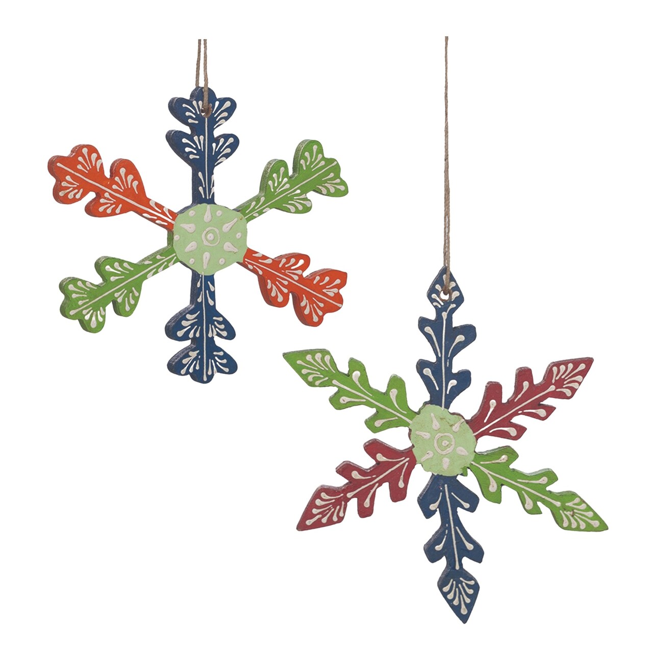 Melrose Set of 6 Multicolor Snowflake Christmas Ornaments 5.5&#x22;